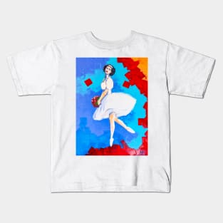 Ballerina with a bouquet of scarlet roses Kids T-Shirt